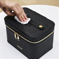 JOYSUN 2026 Nouveau style, trousse de maquillage personnalisée avec logo lumineux et miroir LED pour femmes, rangement pour rouge à lèvres et pinceaux, sac cosmétique