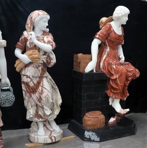 Escultura de hombre y mujer desnuda griega de tamaño real de mármol blanco famoso tallado a mano - Product Image 4