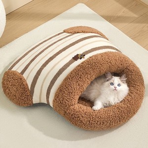 New style cat <b>bed</b>, winter warm semi-enclosed cat <b>bed</b>, cat supplies, kitten sleeping <b>bag</b>, all seasons, cross-border wholesale. - Product Image 1