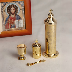 Ensemble de communion portable HT Orthodox en alliage plaqué or, ensemble de sainte communion de voyage avec gravure IC XC, mini-ensemble eucharistique <span class=keywords><strong>pour</strong></span> prêtre - Product Image 5