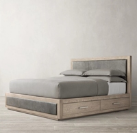Meubles de conception de tiroir minimaliste de beauté de chambre à coucher lits de stockage d'hôtel de plate-forme de cadre en bois faits à la main