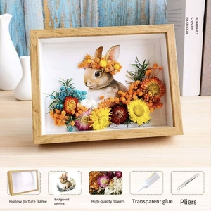 กรอบรูปกลวงสร้างสรรค์ DIY ดอกไม้แห้ง งานฝีมือศิลปะทำมือ ของตกแต่งโต๊ะทำงาน - Product Image 2