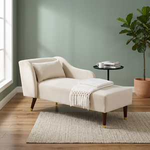 Sofá Cama Chaise Longue de Terciopelo Ecológico Moderno con Patas Cónicas, Respaldo Acolchado y Estructura de Madera de Mango Sólida para Sala de Estar y Dormitorio - Product Image 4