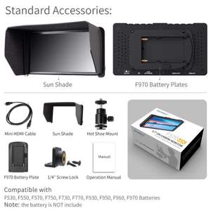 Feelworld F570 <span class=keywords><strong>5</strong></span>.7 "4K trên máy ảnh màn hình, Màn hình IPS, HDMI đầu vào/đầu ra, DSLR lĩnh vực màn hình với dù để che nắng & Khung lắp - Product Image 6