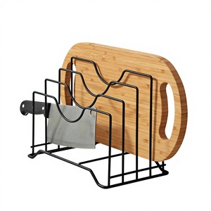 Étagère de rangement multi-niveaux pour cuisine, support pour casseroles, couvercles et ustensiles de cuisine, en métal, pour planches à découper - Product Image 1