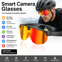 Lunettes de soleil sportives intelligentes avec caméra 800W, vidéo 1080P, étanches IPX-5, contrôle tactile, chargement magnétique, assistant IA, lecteur de musique, téléphone