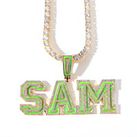 Bijoux Hiphop tendance, pendentifs personnalisés avec 26 lettres lumineuses, collier avec nom en lettres multicolores, chaîne personnalisée avec diamants