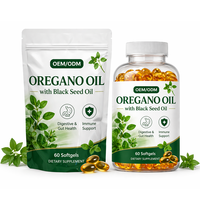 Huile d'origan pure et huile de graines noires en capsules molles – Soutien digestif et immunitaire – Sans gluten – Qualité alimentaire naturelle – 60 gélules – À base de plantes