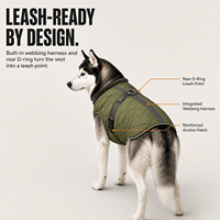 Gilet isolant pour chien avec harnais intégré et anneau en D arrière, coque hydrofuge 300D, doublure en polaire pour les promenades hivernales par temps froid