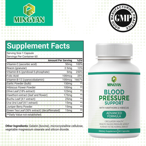 MY Factory OEM/ODM Healthy Blood Pressure Support Capsules Vitamins Hawthorn/Hibiscus/Garlic Herbal Blend 24-Month <b>Shelf</b> Life - Product Image 5