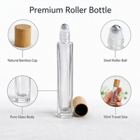 Botella de Vidrio con Tapa de Bambú Ecológica de 10 ml con Bola Rodante de Acero Inoxidable y Tapa de Madera de Bambú para Perfume y Aceite Esencial, Venta al Por Mayor