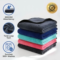 Toalla de microfibra de 600GSM con bucles retorcidos para secado de coches, súper absorbente, sin rayas, paño de lavado que soporta más de 500 lavados para detallado.