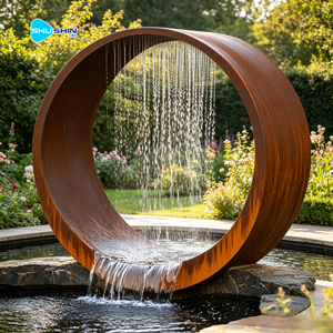 <span class=keywords><strong>Fontana</strong></span> a Cascata in Acciaio Inox Personalizzata con Design Moderno in Stile Rust Art e Tenda d'Acqua per Decorazione Giardino Esterno - Product Image 6