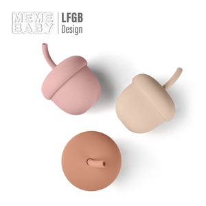 Venta caliente sin BPA respetuoso con el medio ambiente bebé grado alimenticio reutilizable Simple Venta caliente Castaño bebé taza de silicona con pajita - Product Image 1