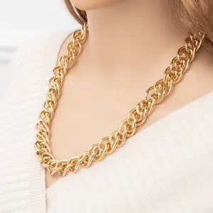 Bán Hot On Ins Lớn Đôi Liên Kết Cuba Curb Chain Chunky Mạ Vàng Dày Chain Hip Hop Dây Chuyền Cho Phụ Nữ Người Đàn Ông Jewelry