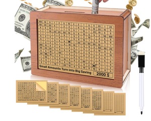 <span class=keywords><strong>Huchas</strong></span> de madera por dólares, frascos de desafío de ahorro de dinero para niños de madera por euros, adornos para el hogar - Product Image 3