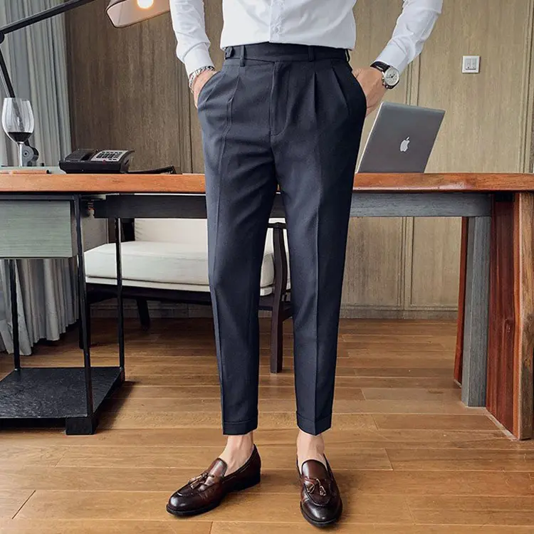 High Quality Men Office Social Business Trousers Suit Slim Fit Streetwear Pants