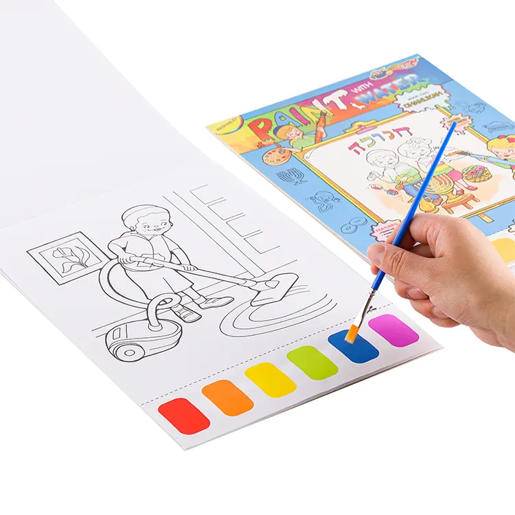 Livro de marcadores de aquarela personalizado, paleta de pintura para crianças com escova