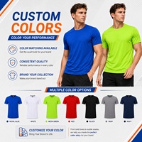 T-shirt de sport pour homme à séchage rapide avec logo personnalisé, en tissu technique performant, vierge, pour la course et la gym, idéal pour l'impression, les tenues d'équipe, OEM, vente en gros
