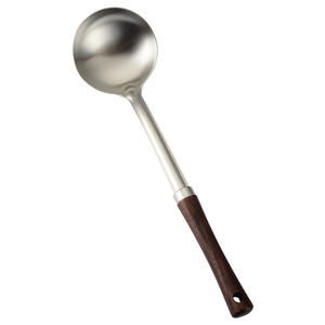 Ensemble d'ustensiles de cuisine en acier inoxydable avec manche en bois cuillère à soupe <span class=keywords><strong>passoire</strong></span> spatule vaisselle ustensiles ménagers en métal - Product Image 6