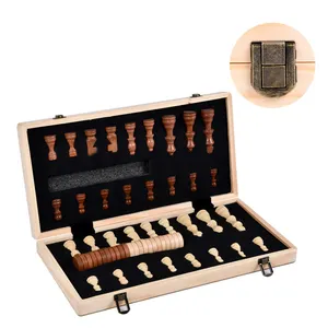 15 ''Magnetische Houten Schaakspel Set Vouwbord Schaakstukken Opslag Slots Schaakset Voor Beginners Kinderen Volwassenen