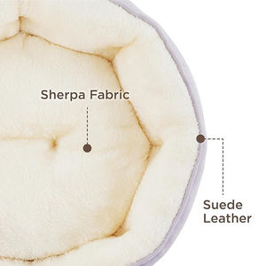 Venta al por mayor eco amigable cómodo luz púrpura Sherpa calmante cama para mascotas cálido lavable redondo acurrucarse perro gato cojín cama - Product Image 6