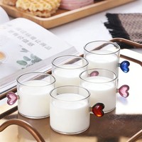 Taza de Vidrio de Borosilicato Hecha a Mano con Asa en Forma de Corazón, Multicolor, para Café o Té, para el Hogar, Restaurante, Juego de Regalo