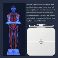 Balance connectée intelligente pour la composition corporelle, 8 électrodes, double bande BIA, bio-impédance, 19 métriques corporelles, 180 kg/396 lb, analyseur numérique de la composition corporelle et de l'IMC