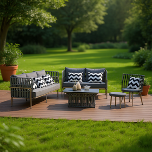 Set Divano da Giardino Homeera 87x83x89 Cm, Struttura in Ferro e Rattan, Resistente alle Intemperie, Design Contemporaneo per Patio e Terrazza - Product Image 2