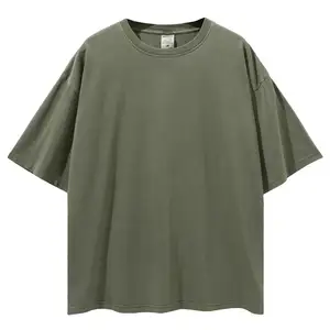 ヘビーウェイト240-360GsmコットンTシャツロゴ付き男性用Tシャツ半袖男性カスタム3DフォームパフプリントグラフィックTシャツ