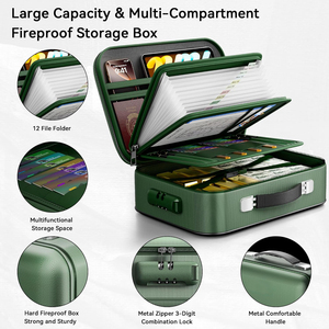 Portable Hard File <strong>Box</strong> Bag Suitcase Anti-theft Fireproof <strong>Storage</strong> Organizer Bag for Documents Certificates Passports Files - Product Image 6