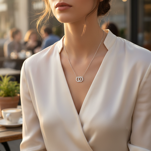 Collana placcato oro a cerchio doppio con collana moda 16 \ "+ 2 \" pollici - Product Image 3