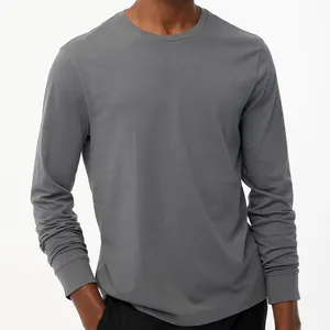 Kaus olahraga lengan panjang pria, t-shirt lapisan dasar LOGO kustom cocok untuk pria