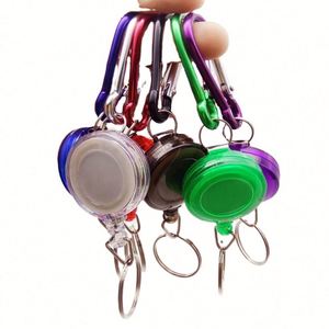 <b>Custom</b> Logo Outdoor Cheap Aluminum Lightweight Carabiner ID Badge Holder Reel Clip Portable Retractable <b>Keychain</b> - Product Image 5