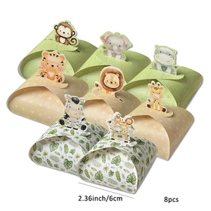 Scatole di cartone a forma di animali (tigre/leone/scimmia/zebra) per biscotti, ideali per decorazioni di feste a tema giungla/foresta e confezioni di dolciumi. - Product Image 3