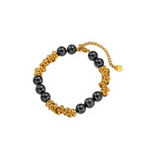 Bracelet Yujin Bohème en Acier Inoxydable Plaqué Or 18K PVD, Anti-ternissement, avec Pierre d'Agate et Chaîne Torsadée Ajustable pour Femme – Usage Quotidien - Product Image 2