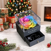 Hflora nouveau produit en gros roses conservées boîte à bijoux pour toujours fleur dans une boîte-cadeau cadeau de noël pour mère petite amie