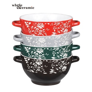 Juego de vajilla de porcelana fina de estilo inglés europeo, vajilla de la jungla ecuatorial, cuencos de cerámica en relieve étnicos - Product Image 3