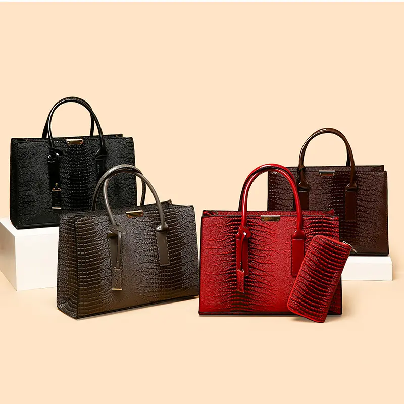 New Hot Sale Large Capacity PU shoulder luxury famous brand handbag women ladies designer hand bags set wtih wallet