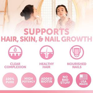 Compléments Végans Comestibles aux Gélules Capillaires Gélifiées de Collagène et d'Acide Hyaluronique, Vitamines Biotine Gélifiées au Collagène - Product Image 3