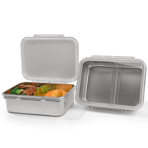 Stainless Steel Lunch <b>Box</b> 304 Food Grade <b>Large</b> Capacity With Plastic Lid For Home Use - Product Image 1