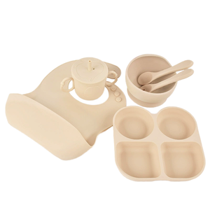 Vente flash : Ensemble de <span class=keywords><strong>couverts</strong></span> pour enfants, bavoirs pour bébés, bol à ventouse, assiette, vaisselle en silicone, ensemble de sevrage pour bébés - Product Image 2