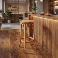 MULIGNA Prix de gros Tabouret de bar scandinave d'extérieur en bois courbé et rotin, style bistrot, pour mariage