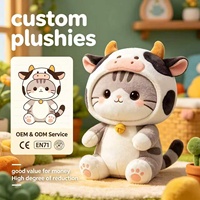 Peluche chat en forme de vache personnalisée, brodée, super douce, cadeau d'anniversaire pour enfants, vente en gros