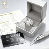 Bague pour homme en argent 925 personnalisée en gros, certifiée GRA, avec moissanite carrée, entièrement sertie de diamants, bijoux de luxe pour homme