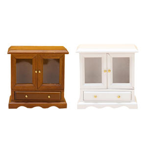 Casa de muñecas en miniatura a escala 1:12 con muebles europeos, gabinete modelo de madera DIY y librería de doble puerta, estilo OB11 - Product Image 5