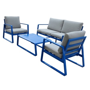 ชุดโซฟาอลูมิเนียมกลางแจ้งที่ทันสมัย4ชิ้นสำหรับสวนห้องนั่งเล่นโรงแรมวิลล่าสวนลานบ้านไร่-เฟอร์นิเจอร์กลางแจ้งอเนกประสงค์ - Product Image 5