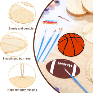 Unfinished wooden soccer <b>ball</b>, volleyball, <b>baseball</b>, basketball, rugby, tennis <b>ball</b> wood chips - DIY sports party painting - Product Image 1