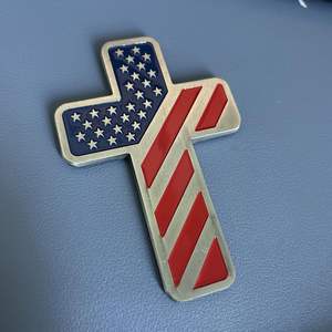 GREPAS подарки Крест Христианский автомобиль эмблема патриотический флаг США цинковый сплав 3D значок с 3 м клейкой - Product Image 5