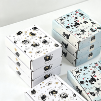 Boîtes d'expédition rigides miniatures mignonnes en forme de chat noir, design avion de dessin animé Kawaii pour cartes à collectionner, autocollants, petits emballages cadeaux